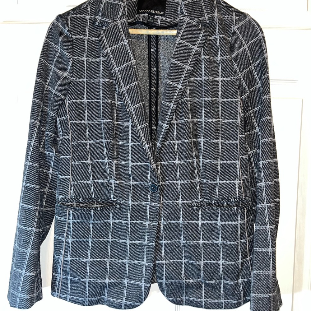 Banana Republic Black and White Checkered Blazer